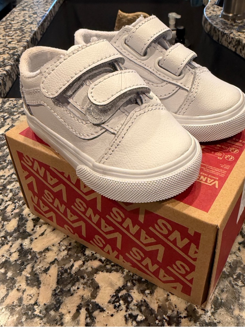 Vans Kids White Velcro Skate Sneakers